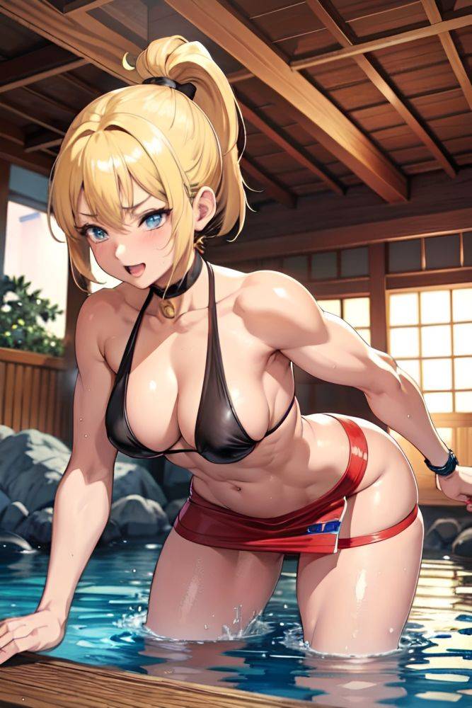 Anime Muscular Small Tits 80s Age Ahegao Face Blonde Ponytail Hair Style Light Skin Watercolor Onsen Side View Bending Over Mini Skirt 3686421971634146508 - AI Hentai - #main