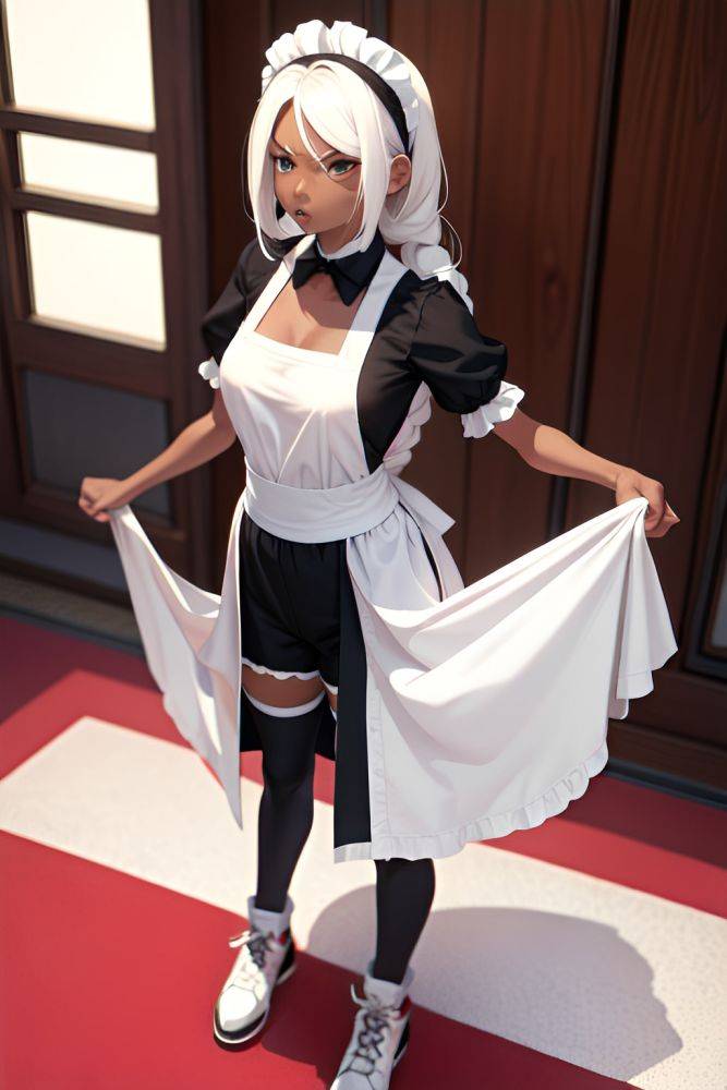 Anime Skinny Small Tits 60s Age Angry Face White Hair Braided Hair Style Dark Skin 3d Party Front View Working Out Maid 3686437434938062143 - AI Hentai - #main