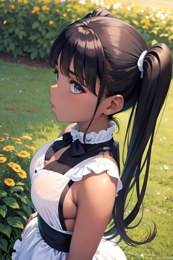 Anime Busty Small Tits 50s Age Serious Face Black Hair Pigtails Hair Style Dark Skin Dark Fantasy Meadow Side View On Back Maid 3686487683908518275 - AI Hentai - #main