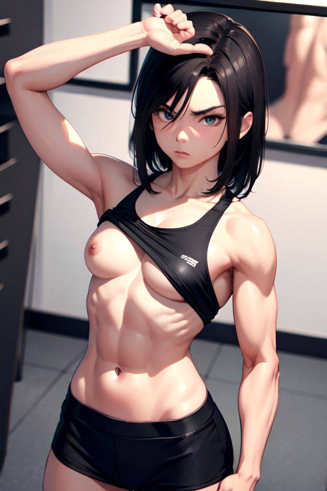 Anime Muscular Small Tits 18 Age Serious Face Black Hair Slicked Hair Style Light Skin 3d Changing Room Close Up View Working Out Mini Skirt 3686568859517289510 - AI Hentai - #main