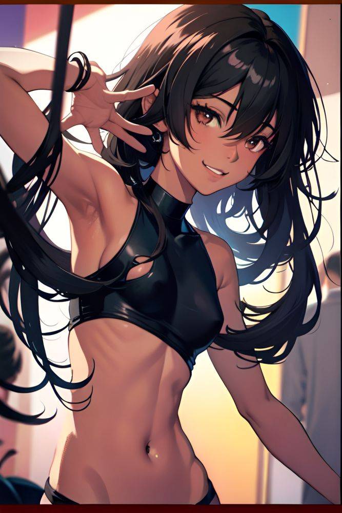 Anime Skinny Small Tits 70s Age Happy Face Black Hair Messy Hair Style Dark Skin Film Photo Party Side View On Back Goth 3686669361753152400 - AI Hentai - #main