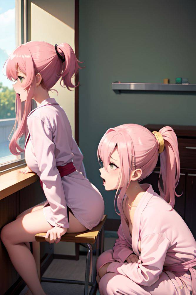 Anime Busty Small Tits 40s Age Orgasm Face Pink Hair Ponytail Hair Style Light Skin Crisp Anime Bedroom Side View Squatting Bathrobe 3686704149152766808 - AI Hentai - #main