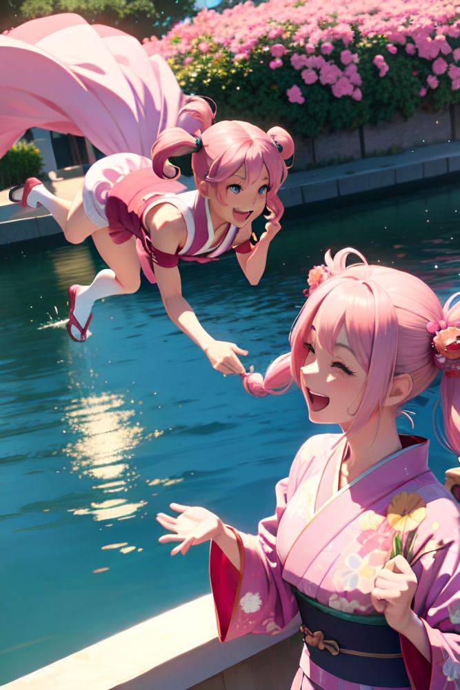 Anime Muscular Small Tits 60s Age Laughing Face Pink Hair Pigtails Hair Style Light Skin 3d Lake Side View Cooking Kimono 3686746669329445544 - AI Hentai - #main