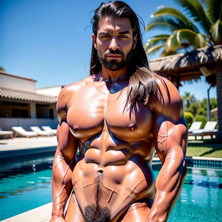 , Arabs,manly man,elder,(RAW photo, best quality, masterpiece:1.1), (realistic, photo-realistic:1.2), ultra-detailed, ultra high res, physically-based rendering,long hair,black hair,blue eyes,seductive,huge breasts,huge - #main