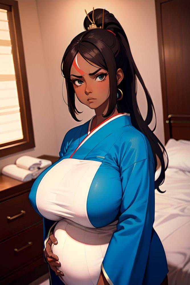 Anime Pregnant Huge Boobs 70s Age Serious Face Brunette Ponytail Hair Style Dark Skin Cyberpunk Bedroom Close Up View T Pose Geisha 3687137083018505095 - AI Hentai - #main