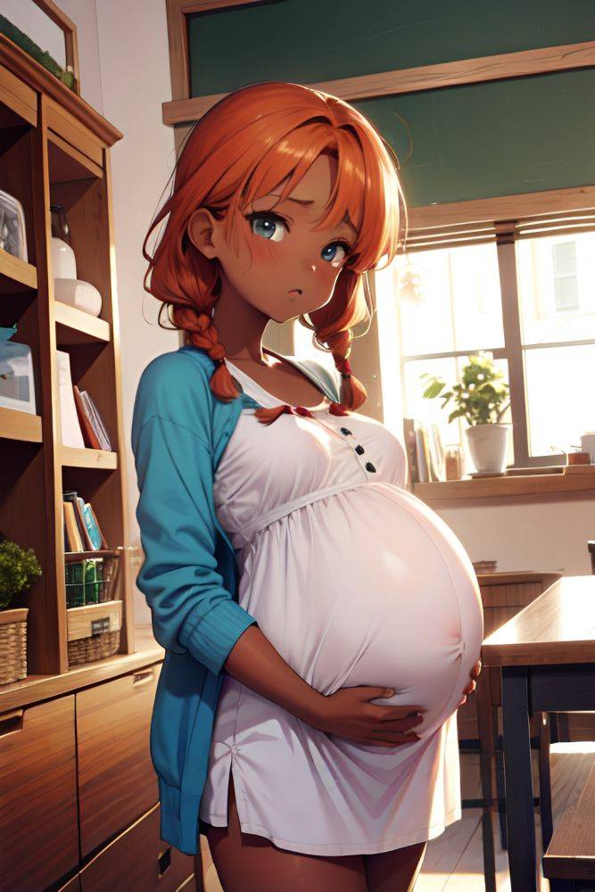 Anime Pregnant Small Tits 80s Age Shocked Face Ginger Braided Hair Style Dark Skin Vintage Cafe Front View T Pose Teacher 3687202794886359987 - AI Hentai - #main