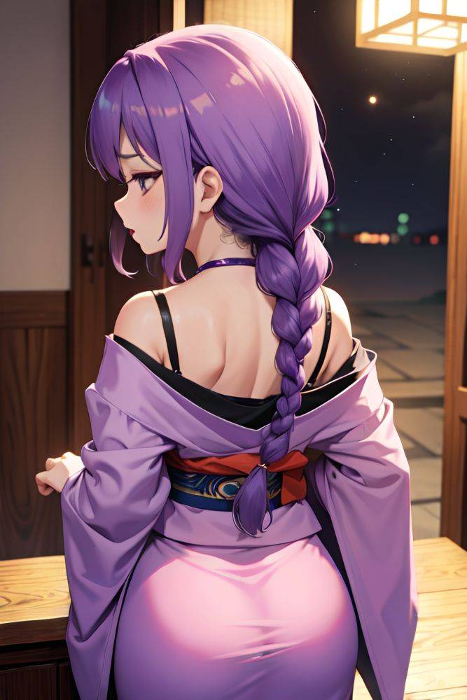 Anime Busty Small Tits 70s Age Shocked Face Purple Hair Braided Hair Style Light Skin Charcoal Stage Back View Sleeping Kimono 3687287836372385071 - AI Hentai - #main