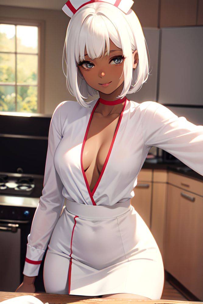 Anime Skinny Small Tits 70s Age Happy Face White Hair Bangs Hair Style Dark Skin Soft + Warm Kitchen Close Up View T Pose Nurse 3687407665961176742 - AI Hentai - #main