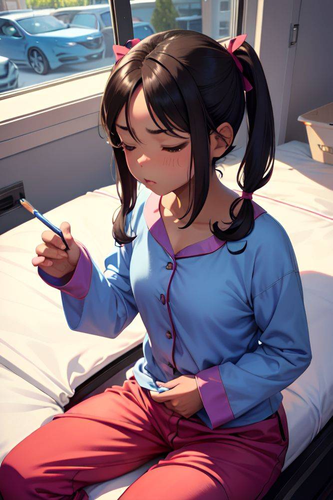 Anime Muscular Small Tits 40s Age Pouting Lips Face Brunette Pigtails Hair Style Dark Skin Painting Car Front View Sleeping Pajamas 3687550687241201093 - AI Hentai - #main
