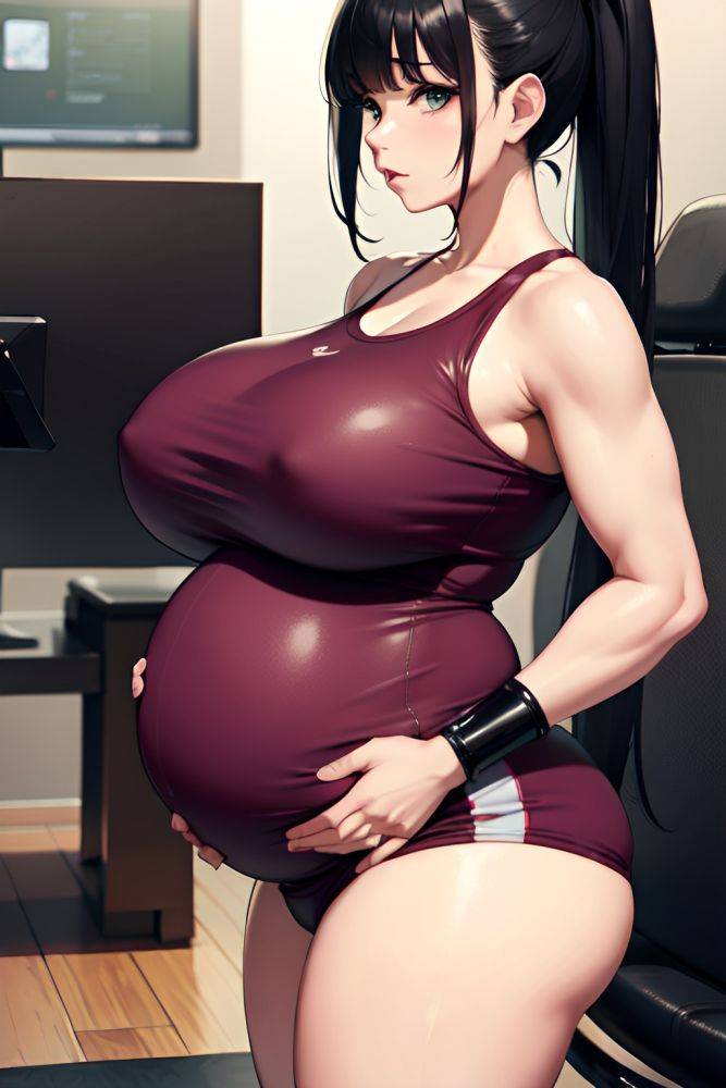 Anime Pregnant Huge Boobs 30s Age Serious Face Black Hair Bangs Hair Style Dark Skin Vintage Gym Side View Gaming Latex 3687600940575058745 - AI Hentai - #main