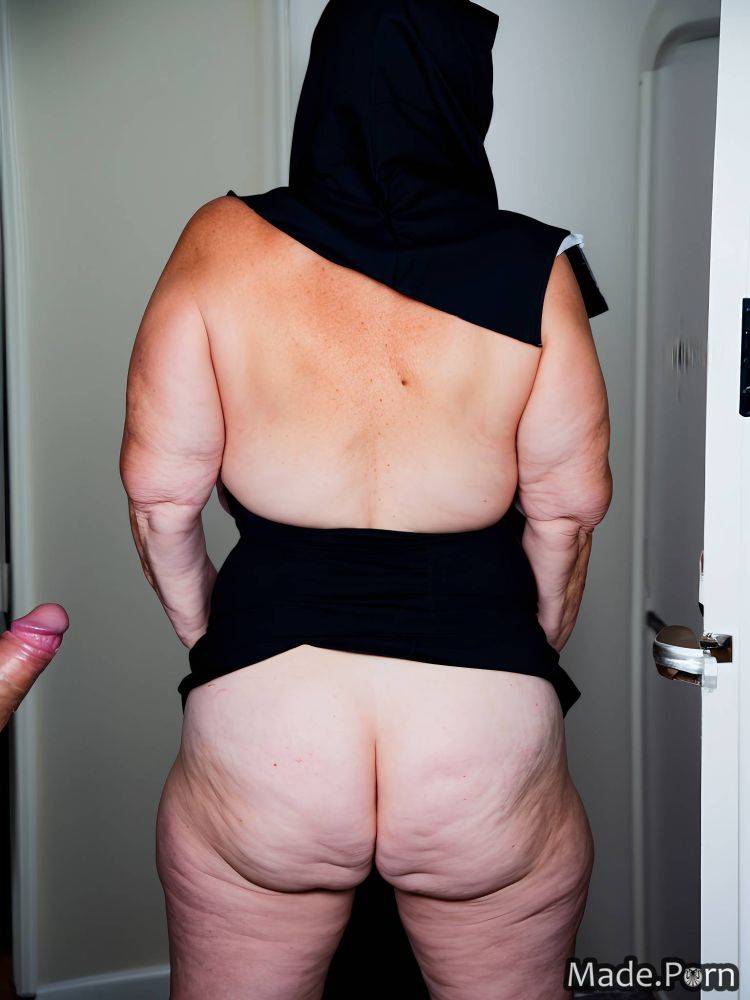 White black tunic fisheye niqab woman bent over AI porn - #main