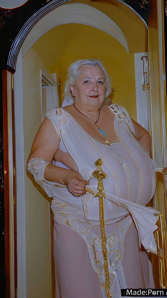 Muscular vintage woman standing white hair skinny wedding AI porn - #main