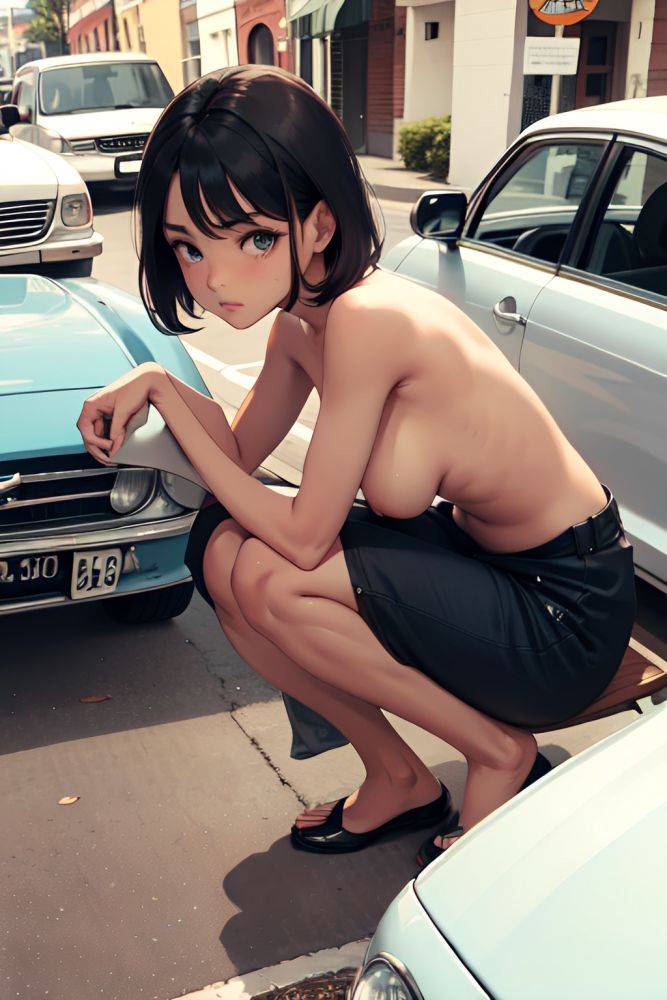 Anime Skinny Small Tits 50s Age Sad Face Ginger Pixie Hair Style Dark Skin Black And White Car Side View Bending Over Nude 3683136323145794889 - AI Hentai - #main