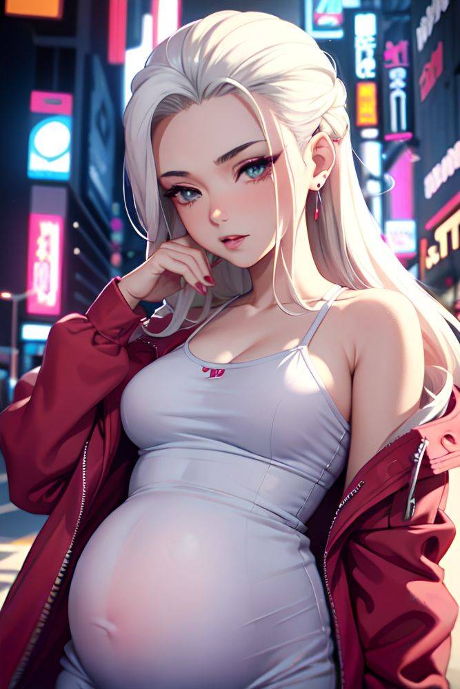 Anime Pregnant Small Tits 40s Age Seductive Face White Hair Slicked Hair Style Light Skin Cyberpunk Club Close Up View On Back Pajamas 3683163379207342508 - AI Hentai - #main