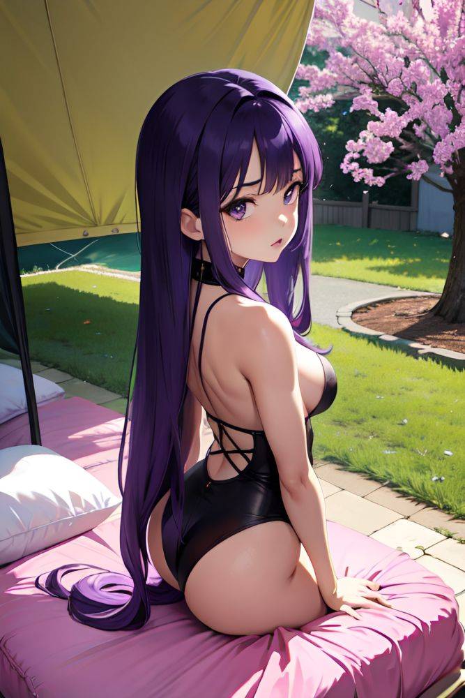 Anime Busty Small Tits 80s Age Shocked Face Purple Hair Straight Hair Style Dark Skin Soft Anime Tent Back View T Pose Goth 3683205901531586167 - AI Hentai - #main