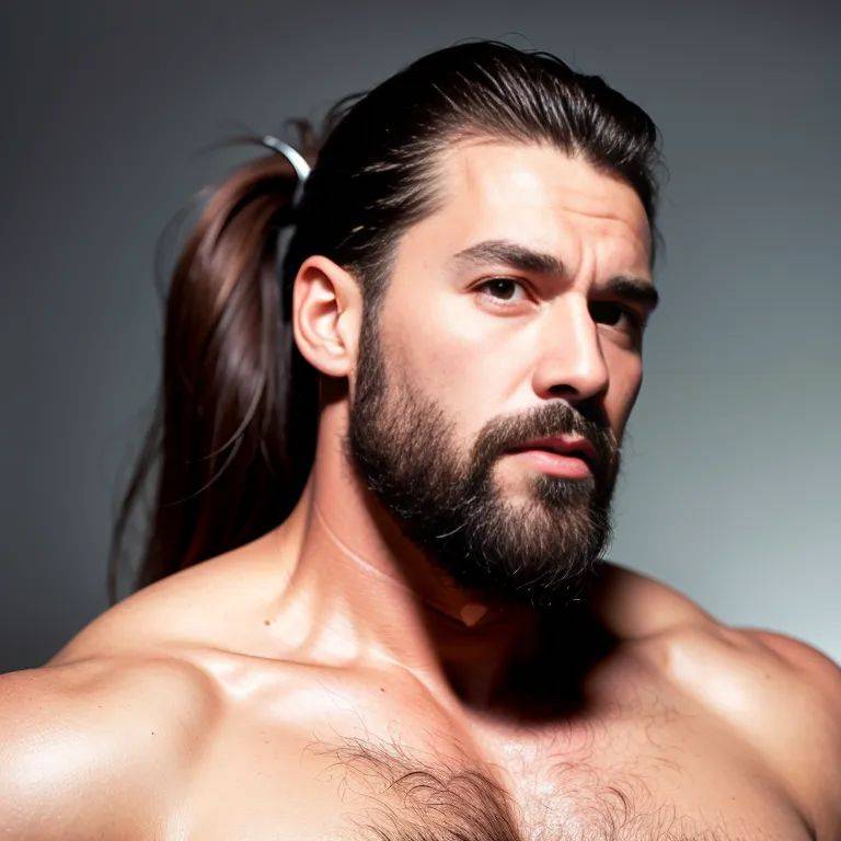 manly man,thirties,(RAW photo, best quality, masterpiece:1.1), (realistic, photo-realistic:1.2), ultra-detailed, ultra high res, physically-based rendering,long hair,pony tail,(adult:1.5) - #main