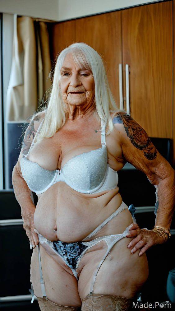 Fat slutty masturbation woman white hair emo long hair AI porn - #main