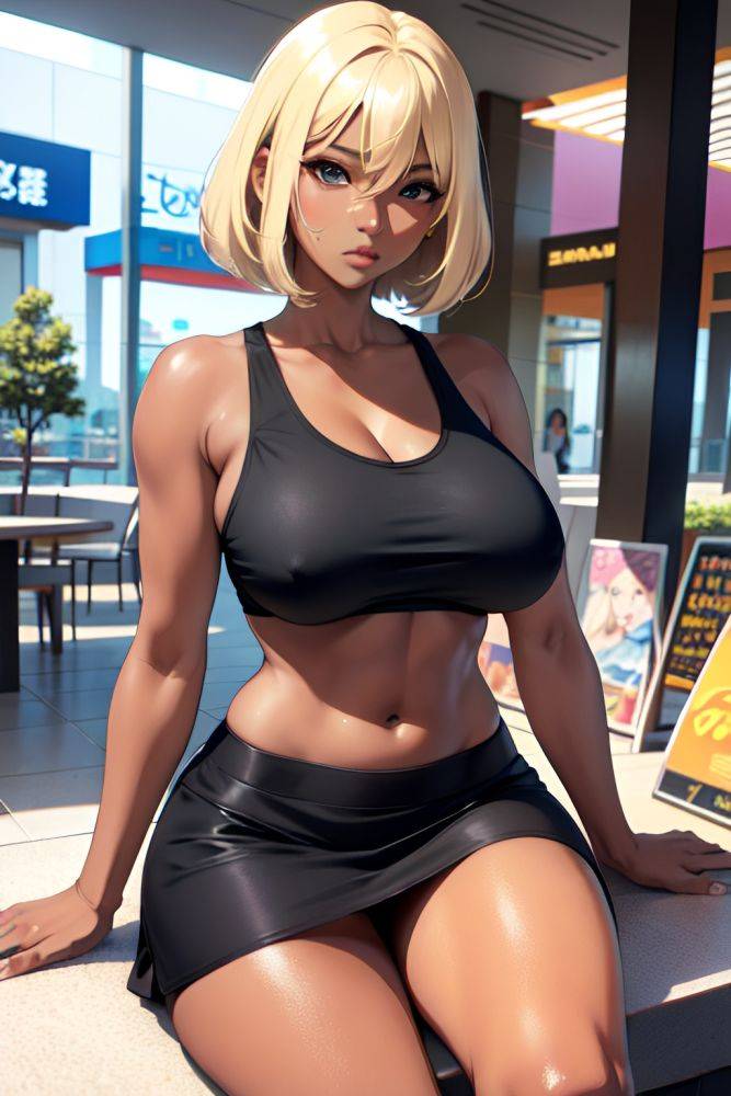 Anime Skinny Huge Boobs 70s Age Serious Face Blonde Pixie Hair Style Dark Skin Charcoal Mall Front View Sleeping Mini Skirt 3689367462316233427 - AI Hentai - #main