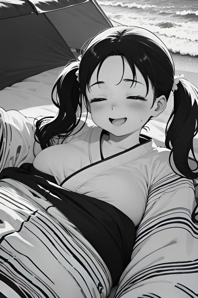 Anime Chubby Small Tits 80s Age Laughing Face Ginger Pigtails Hair Style Dark Skin Black And White Beach Close Up View Sleeping Kimono 3689692159081558347 - AI Hentai - #main