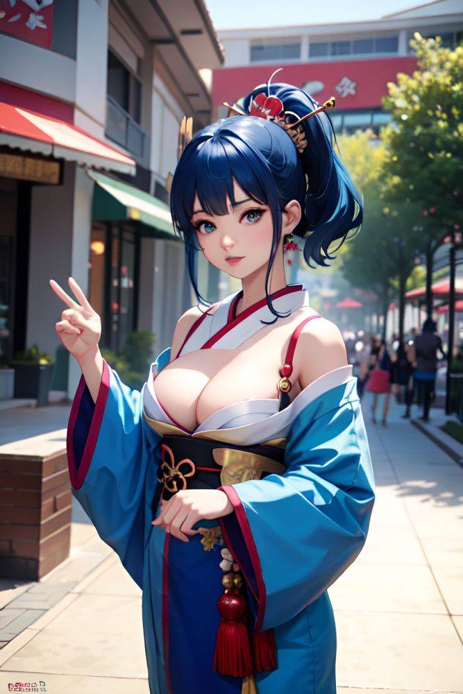 Anime Busty Small Tits 20s Age Seductive Face Blue Hair Ponytail Hair Style Light Skin Film Photo Mall Front View Jumping Geisha 3690016858612729378 - AI Hentai - #main