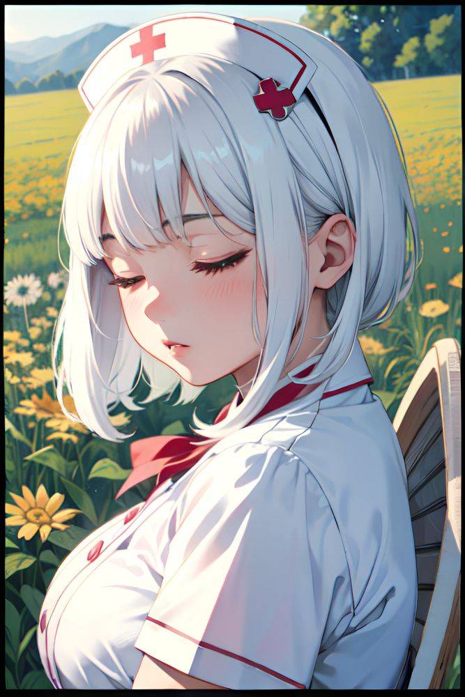 Anime Chubby Small Tits 50s Age Seductive Face White Hair Bangs Hair Style Light Skin Watercolor Meadow Close Up View Sleeping Nurse 3690310634362160940 - AI Hentai - #main