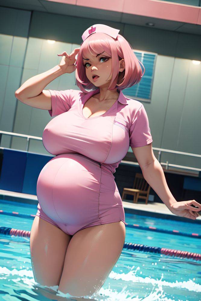 Anime Pregnant Huge Boobs 70s Age Angry Face Pink Hair Bobcut Hair Style Light Skin Comic Pool Side View Jumping Nurse 3690364753561906611 - AI Hentai - #main