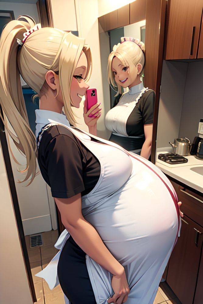 Anime Pregnant Small Tits 20s Age Laughing Face Blonde Ponytail Hair Style Dark Skin Mirror Selfie Kitchen Side View On Back Maid 3690399542797433656 - AI Hentai - #main
