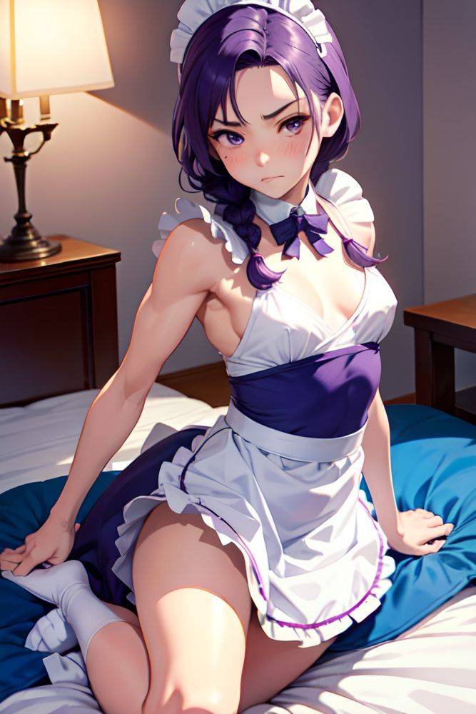 Anime Muscular Small Tits 20s Age Sad Face Purple Hair Braided Hair Style Light Skin Watercolor Bedroom Front View Jumping Maid 3690438194892261296 - AI Hentai - #main