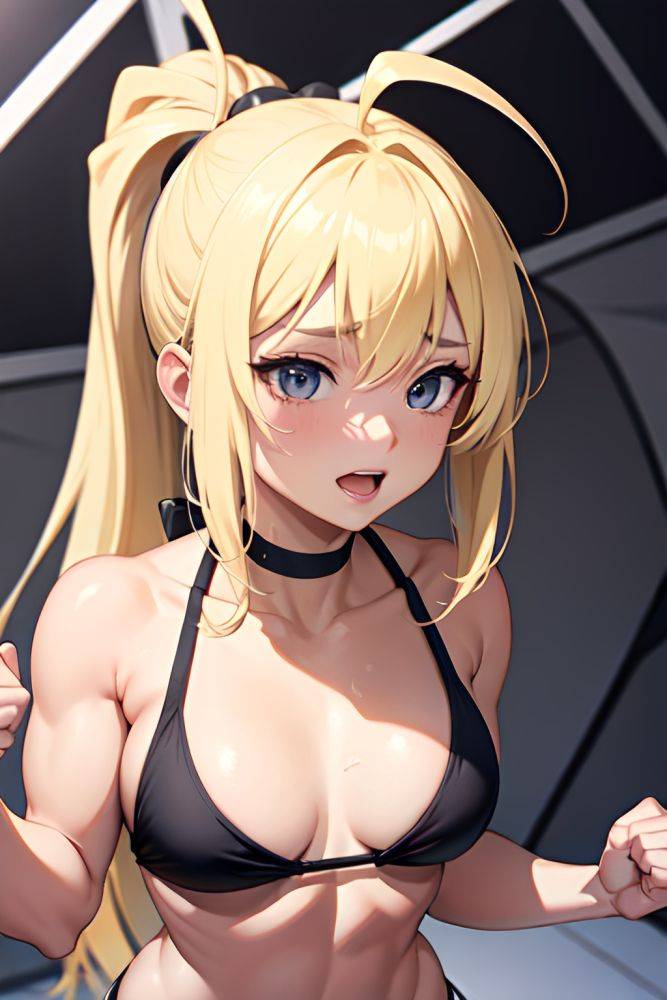 Anime Muscular Small Tits 18 Age Orgasm Face Blonde Ponytail Hair Style Light Skin Black And White Tent Close Up View T Pose Bikini 3690511641444985516 - AI Hentai - #main