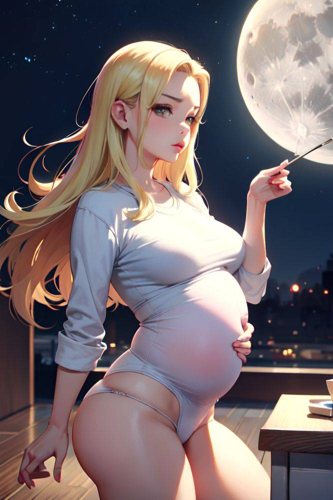 Anime Pregnant Small Tits 50s Age Pouting Lips Face Blonde Slicked Hair Style Light Skin Painting Moon Side View Jumping Teacher 3690503910503769779 - AI Hentai - #main