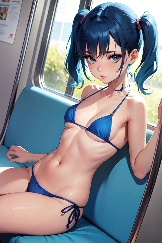 Anime Skinny Small Tits 50s Age Pouting Lips Face Blue Hair Pigtails Hair Style Light Skin Comic Train Close Up View Straddling Bikini 3690546430835357287 - AI Hentai - #main