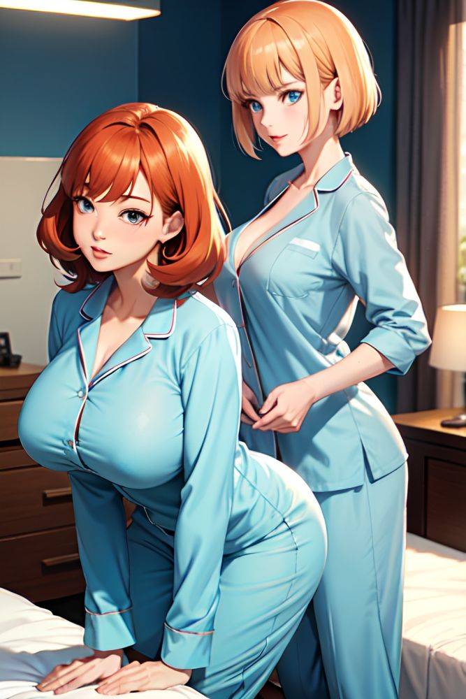 Anime Skinny Huge Boobs 40s Age Serious Face Ginger Bangs Hair Style Dark Skin Soft + Warm Hospital Side View Bending Over Pajamas 3690654664012451063 - AI Hentai - #main