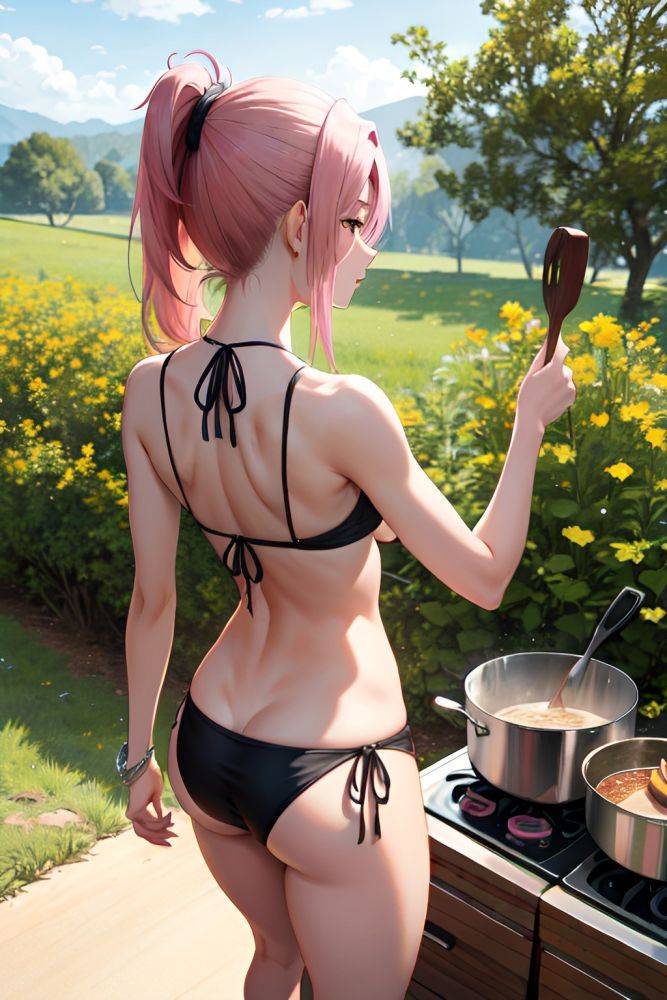 Anime Skinny Small Tits 30s Age Angry Face Pink Hair Ponytail Hair Style Dark Skin Crisp Anime Meadow Back View Cooking Bikini 3690677856681187534 - AI Hentai - #main