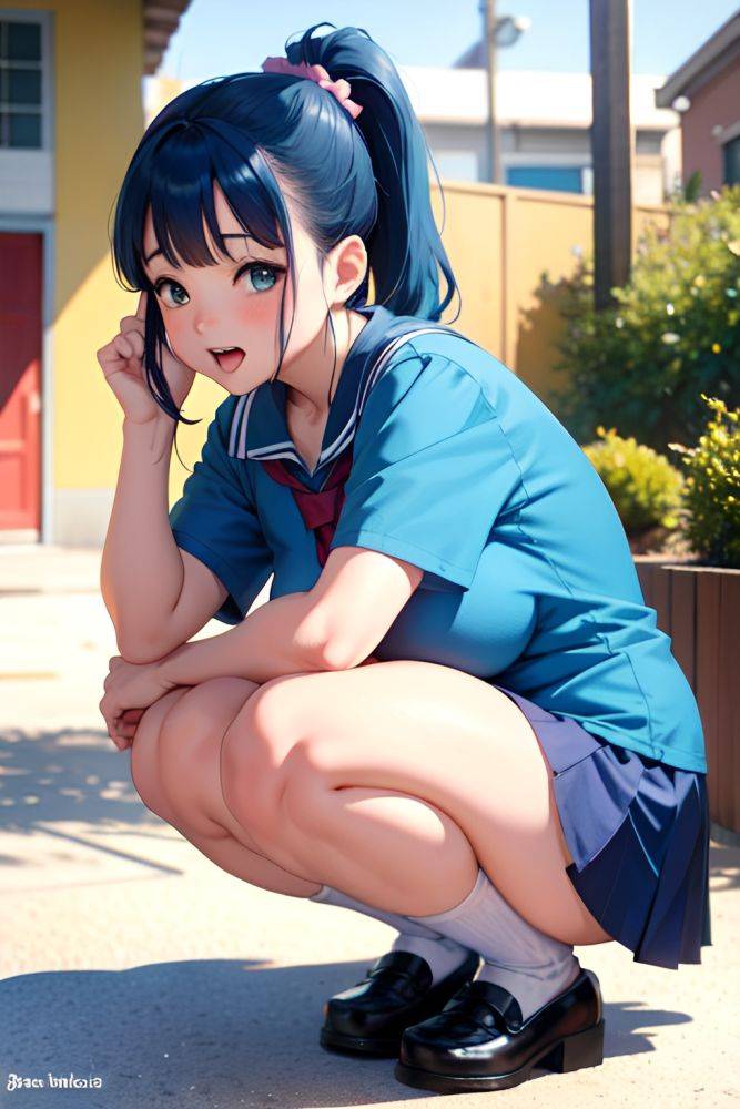 Anime Chubby Small Tits 70s Age Orgasm Face Blue Hair Ponytail Hair Style Light Skin Vintage Club Front View Squatting Schoolgirl 3691091462019653925 - AI Hentai - #main