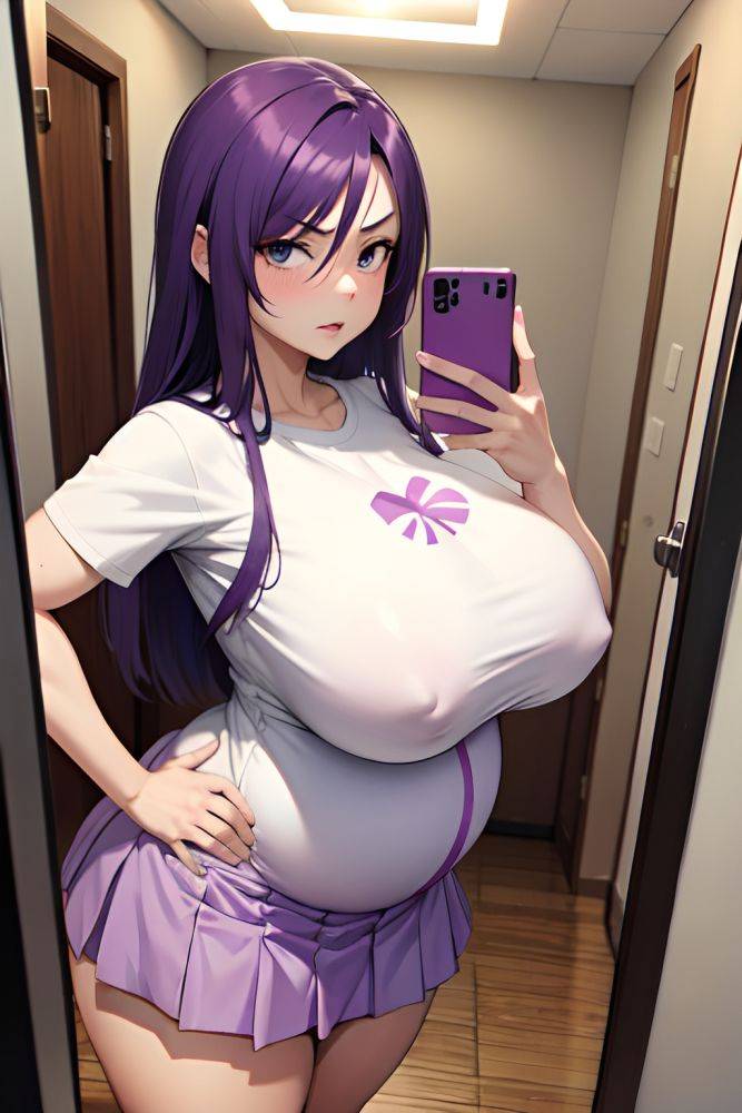 Anime Pregnant Huge Boobs 40s Age Angry Face Purple Hair Straight Hair Style Light Skin Mirror Selfie Hospital Front View T Pose Mini Skirt 3687968160346537034 - AI Hentai - #main