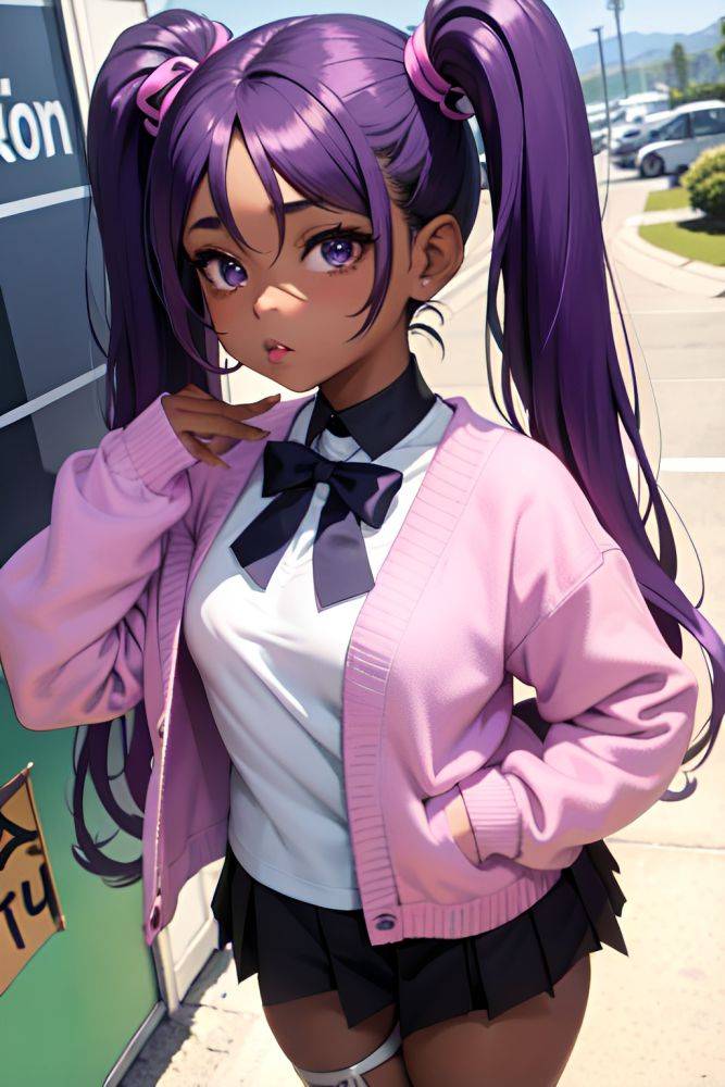 Anime Busty Small Tits 80s Age Pouting Lips Face Purple Hair Pigtails Hair Style Dark Skin Comic Yacht Front View T Pose Mini Skirt 3691238350074139977 - AI Hentai - #main
