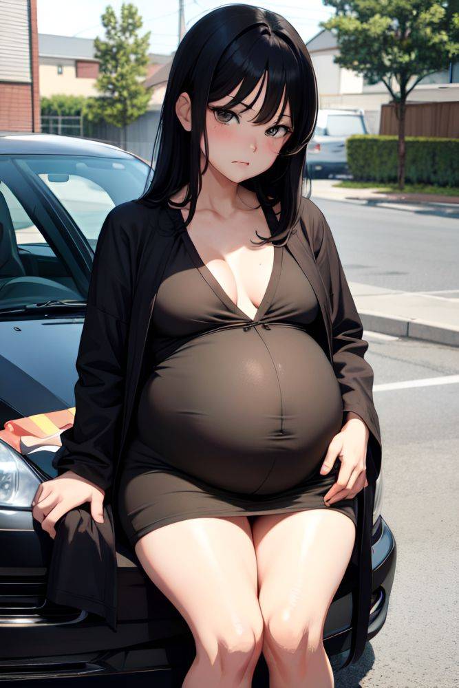 Anime Pregnant Small Tits 70s Age Sad Face Black Hair Straight Hair Style Dark Skin Charcoal Car Front View Eating Bathrobe 3691253809190349808 - AI Hentai - #main