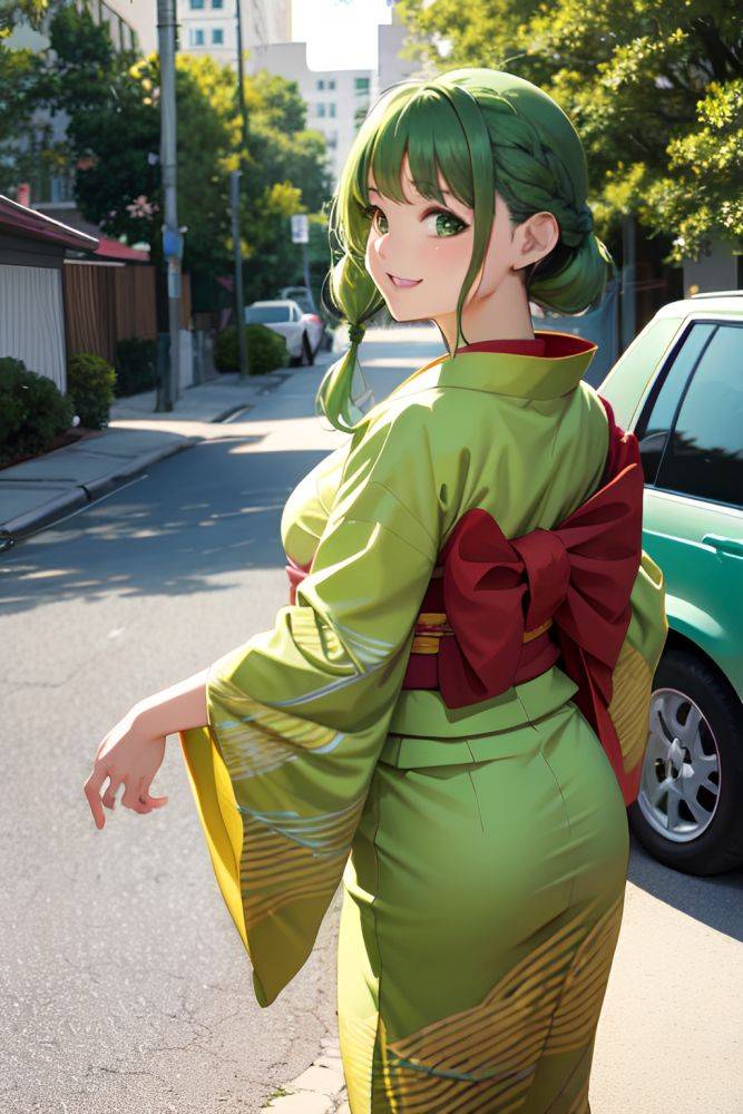 Anime Chubby Small Tits 40s Age Happy Face Green Hair Braided Hair Style Light Skin Film Photo Car Back View Working Out Kimono 3691570780373935522 - AI Hentai - #main