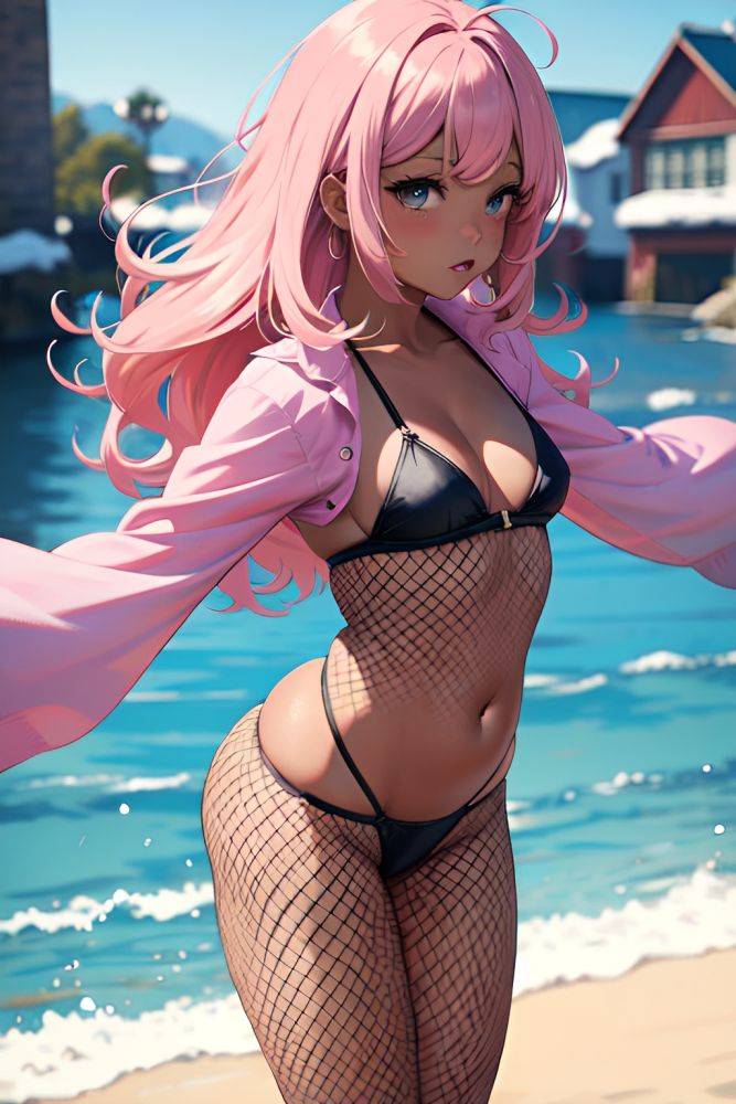 Anime Chubby Small Tits 70s Age Seductive Face Pink Hair Messy Hair Style Dark Skin Comic Snow Back View T Pose Fishnet 3691590107726887010 - AI Hentai - #main