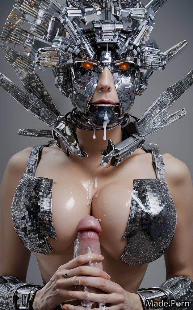 Plastic robot perfect boobs deepthroat sci-fi busty shiny skin AI porn - #main