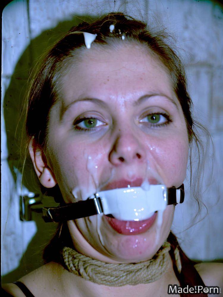 Dungeon close up woman hogtie facial open mouth arched eyebrow AI porn - #main