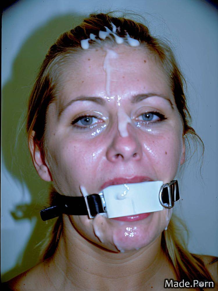 Vintage hogtie facial woman close up open mouth bdsm AI porn - #main