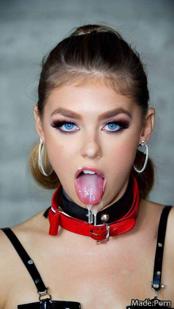 18 leather open mouth big tits cumshot collar earrings AI porn - #main