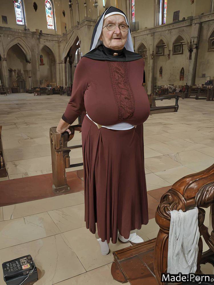 Hairy creepy woman short church indoors fully clothed AI porn - #main