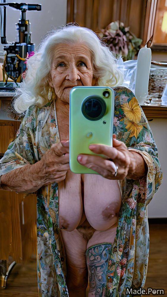 Bangs hair saggy tits 90 woman blonde selfie piercing AI porn - #main
