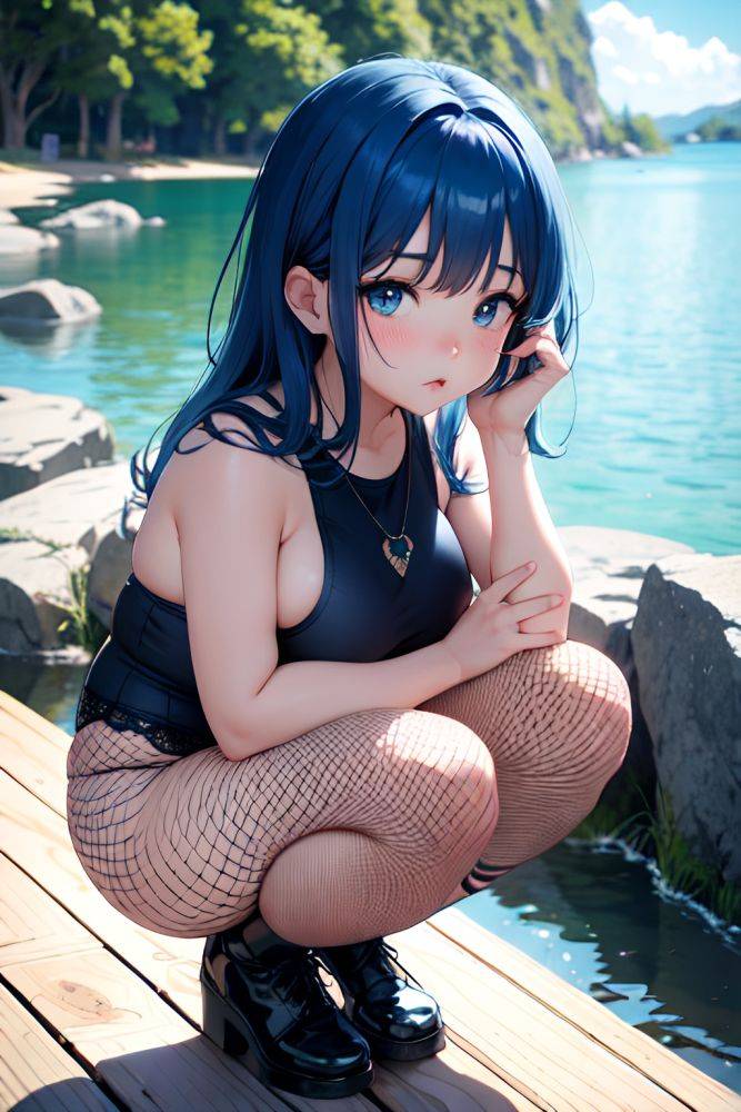 Anime Chubby Small Tits 18 Age Pouting Lips Face Blue Hair Straight Hair Style Light Skin Dark Fantasy Lake Front View Squatting Fishnet 3688041604267491179 - AI Hentai - #main