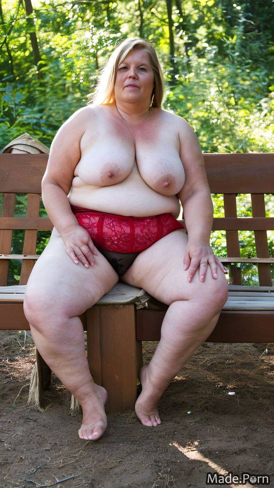 Nude sitting huge boobs thick thighs futanari saggy tits bottomless AI porn - #main