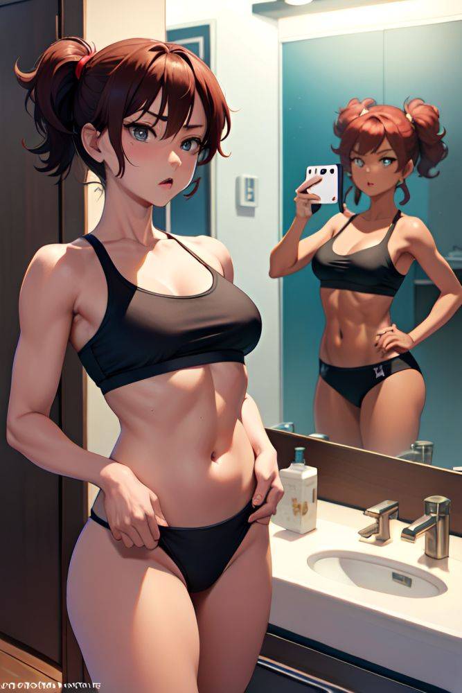 Anime Busty Small Tits 50s Age Angry Face Ginger Messy Hair Style Dark Skin Mirror Selfie Pool Side View Working Out Bra 3688381767327402212 - AI Hentai - #main
