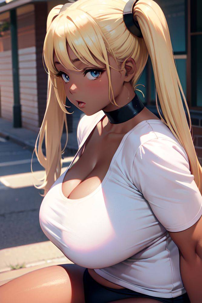 Anime Chubby Huge Boobs 40s Age Serious Face Blonde Pigtails Hair Style Dark Skin Film Photo Street Close Up View Yoga Stockings 3688455211097216480 - AI Hentai - #main