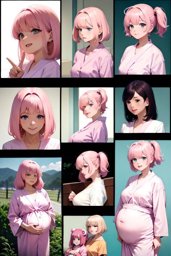 Anime Pregnant Small Tits 80s Age Happy Face Pink Hair Bangs Hair Style Light Skin Soft Anime Church Side View Plank Bathrobe 3688466807680733720 - AI Hentai - #main